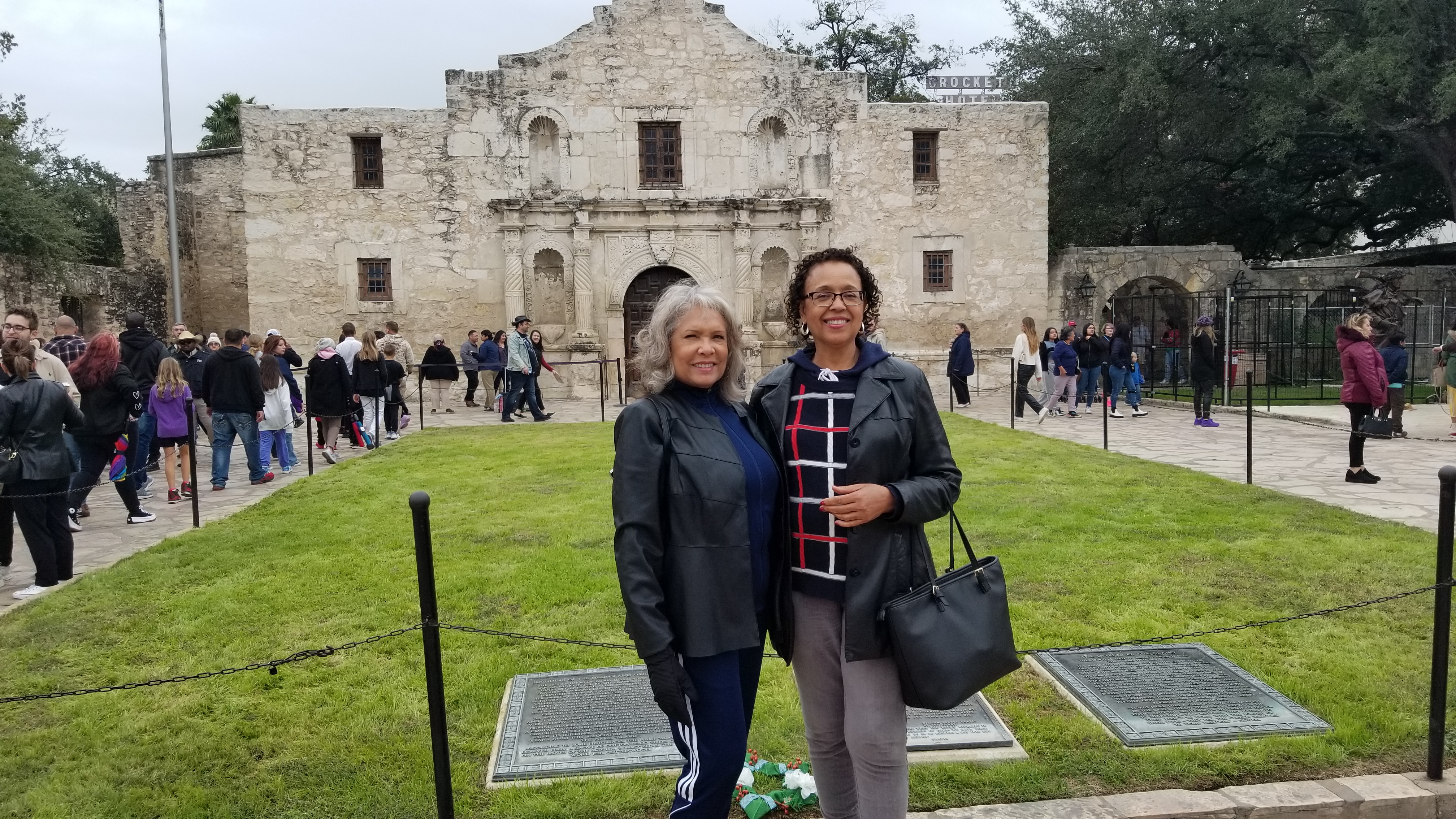 Ree and Sweetie in front of the Alamo San Antonio Texas